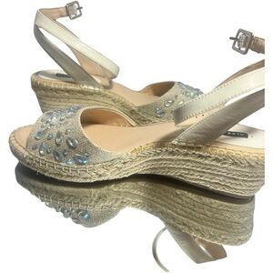 Alex Marie Cream Espadrille Sandals with Ankle Strap 8.5 NIB wedges cream comfy